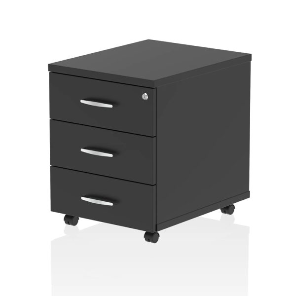 mobile pedestal black with 3 drawers
