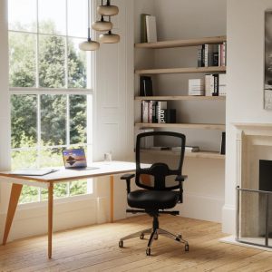 bench stylt office desk in white and natural wood finish in home office room set