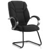 black fabric visitor chair with black cantilever frame