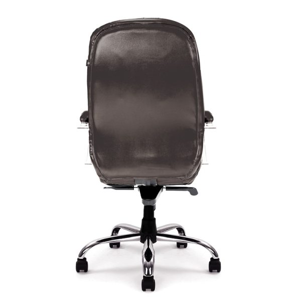 Black leather executive office chair back view