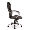 black leather executive office chair in black leather with chrome base. Side view