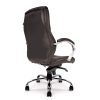 black leather executive office chair with chrome base. Back view