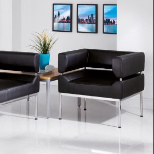 black leather reception seat