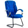 Blue fabric visitor chair with cantilever frame