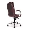 brown leather executive office chair with chrome base and arms