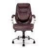 brown leather executive office chair with chrome base and arms