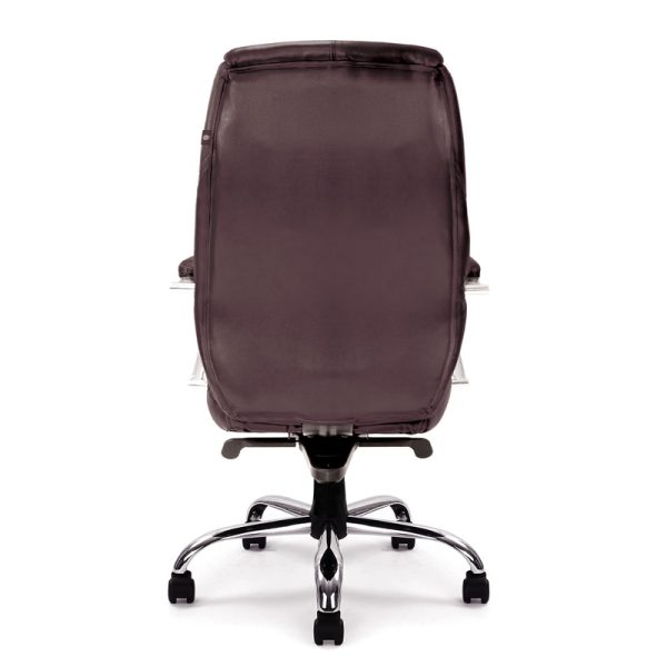 brown leather executive high back office chair with chrome base