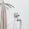 chrome coat hooks with shirt and scarf hanging