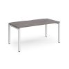 commercial office desk with grey oak desk top and white leg frame