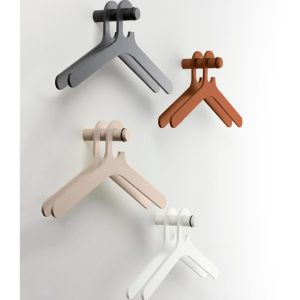 contemporay coat hanger in a range of colours on wall hanger