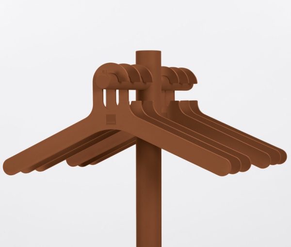 contemporary coat hanger on coat stand in brown colour