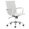 design classic medium back office chair in white leather with chrome 5 star base