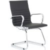design classic visitor chair in black leather with chrome cantilever frame