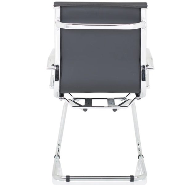 design classic visitor chair in black leather and chrome frame