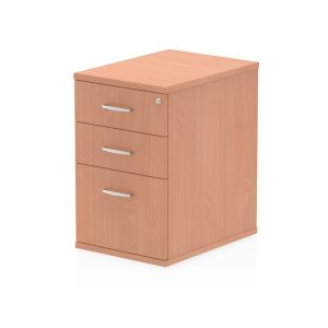 desk high pedestal beech 3 drawers