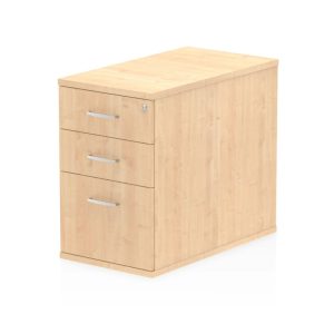 desk high pedestal maple 3 drawers