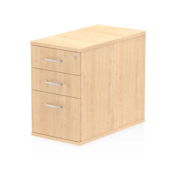 desk high pedestal maple 3 drawers