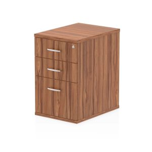 desk high pedestal walnut 3 drawers