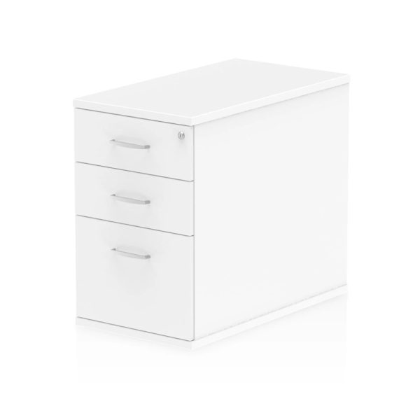 desk high pedestal white with 3 drawers