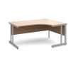 ergonomic desk with beech desk top and silver cantilever frame