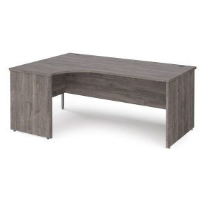 ergonomic office desk in grey oak with panel ends