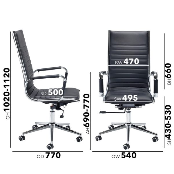 executive black leather executive high back office chair measurements