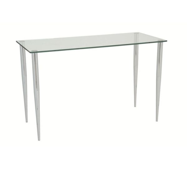 contemporary glass desk with clear glass desk top and chrome legs