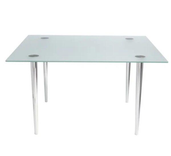 glass office desk with frosted glass top and chrome legs