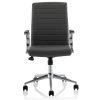 grey leather executive office chair with chrome base front view