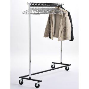 heavy duty coat rail with chrome anti theft hangers