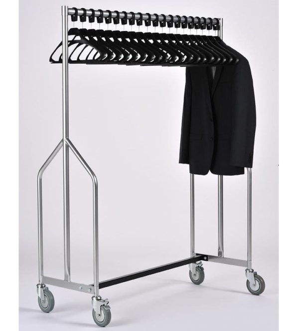 heavy duty coat rail silver with black captive hangers