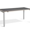 height adjustable desk with graphite desk top and ply edge. Silver leg frame