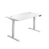 height adjustable desk all white
