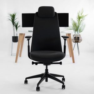 high back executive office chair in black fabric
