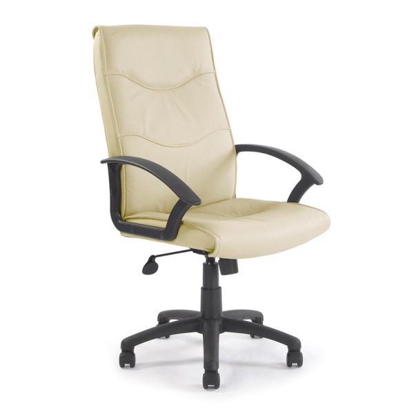high back leather faced executive office chair cream