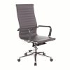 high back executive office chair in grey leather with chrome frame