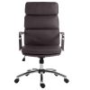 high back office chair in black leather with chrome base. front view