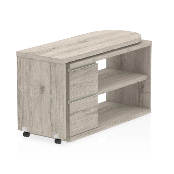 home office desk in grey oak finish. Foldaway desk in closed position