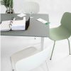 home office desk with office chairs in white and green