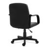 medium back leather faced executive office chair in black leather back view