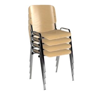 meeting chair beech with chrome frame stack of 4