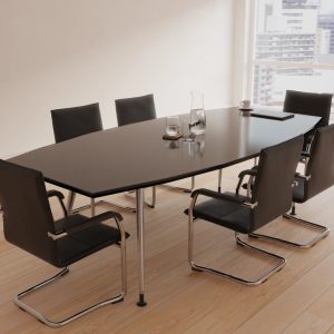 black leather meeting chair around boardroom table roomshot