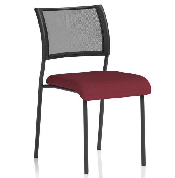 meeting chair genseng chilli fabric and black mesh back and frame