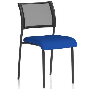 meeting chair stevia blue fabric and black mesh back with black frame