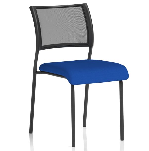 meeting chair stevia blue fabric and black mesh back with black frame