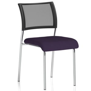 meeting chair tansy purple fabric seat with black mesh back and black frame