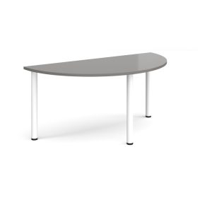 meeting table simi cicular with onyx grey top and white legs