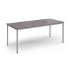 meeting table with grey oak top and silver leg frame