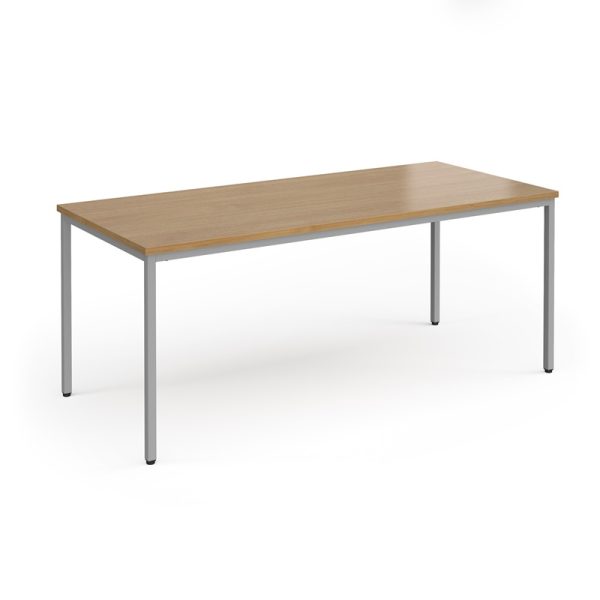 meeting table with oak table top and silver leg frame