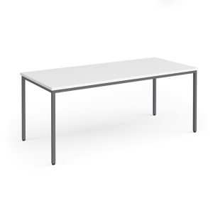 meeting table with white table top and graphite legs